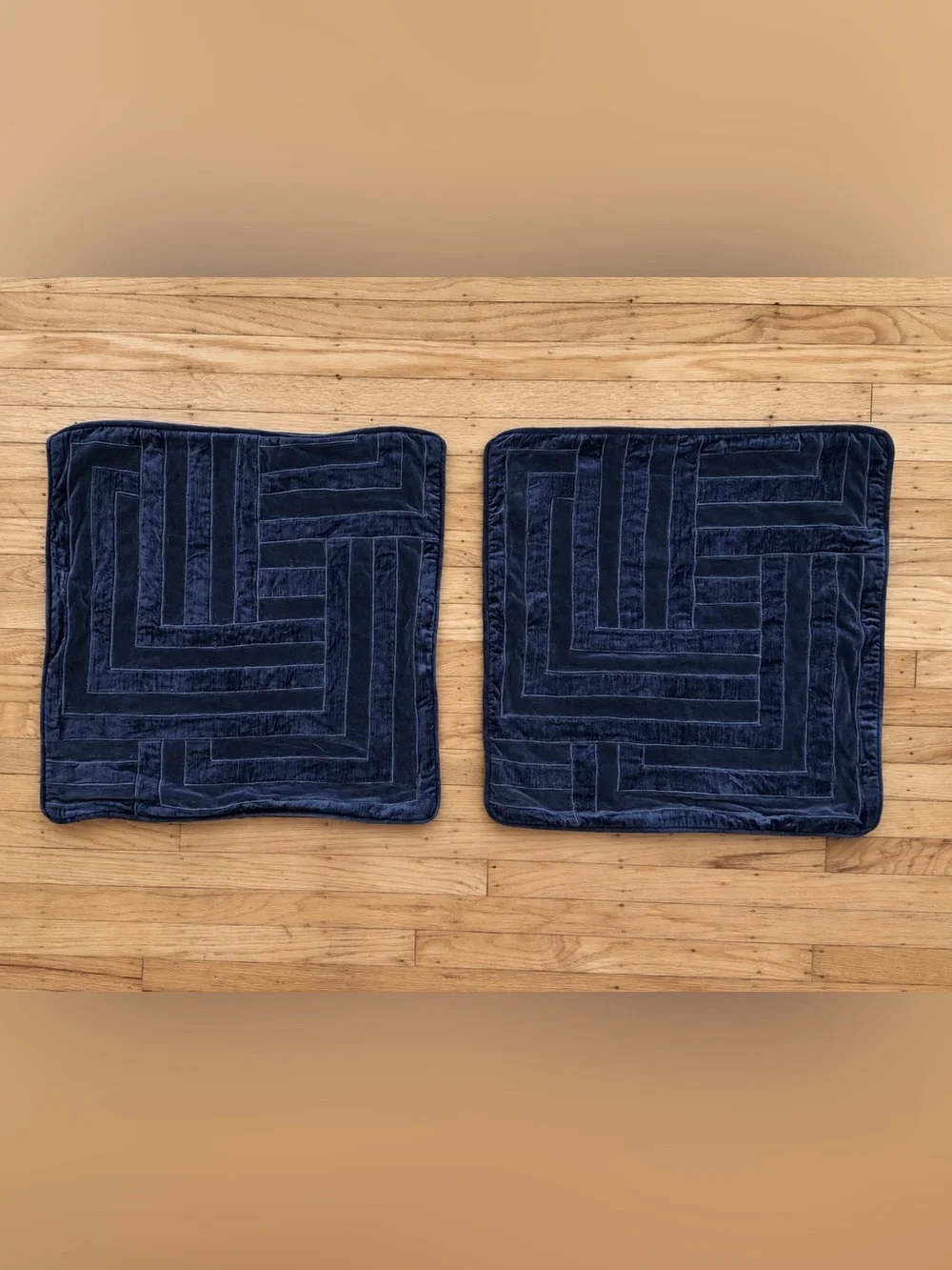 Pair Z Gallerie Labyrinth / Maze Velvet Geometric Pillow Covers 21 1/4”